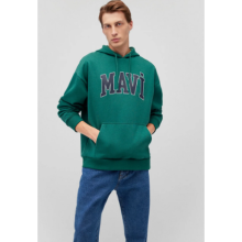 Mavi Logo Baskılı Kapüşonlu Yeşil Sweatshirt